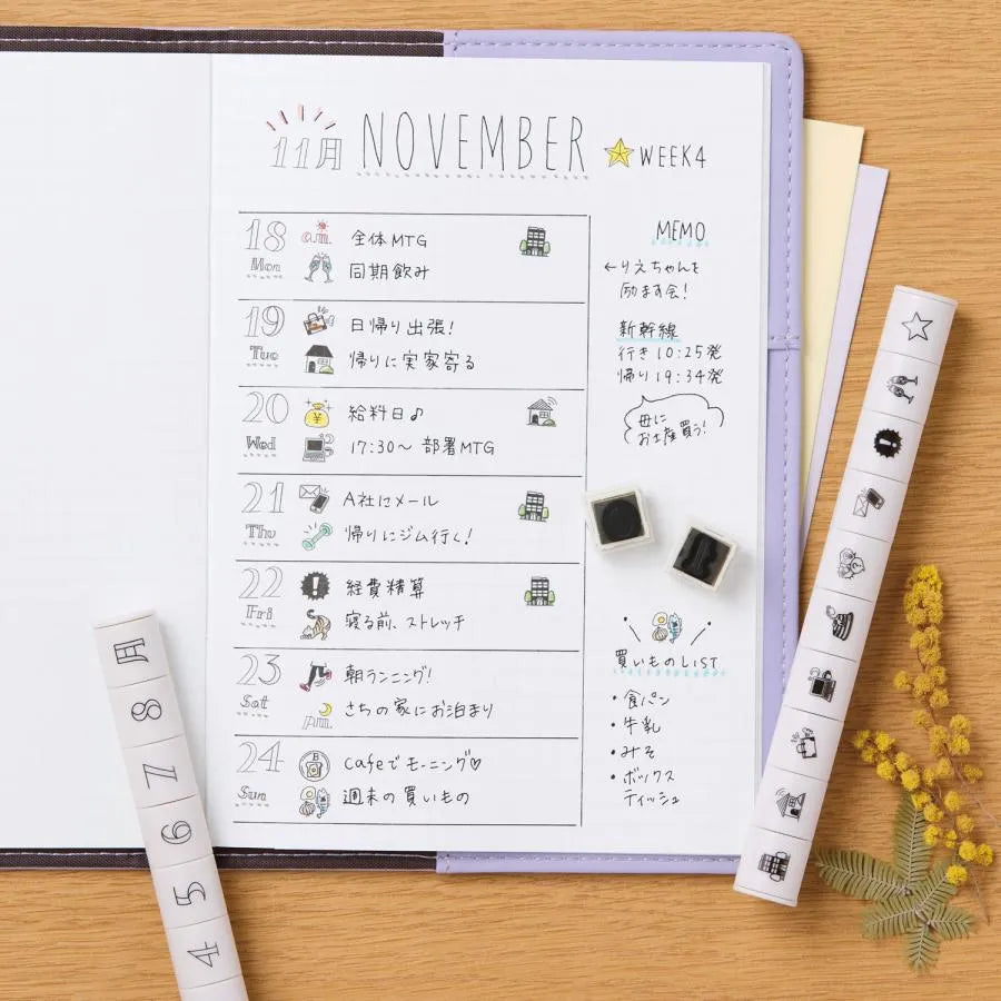 nototo 10 Themed Stick-type Mini Stamp - School Life - Techo Treats