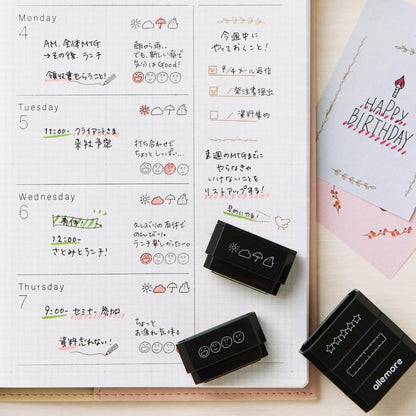 Shachihata nototo join 4-connected Stamp - Daily Log (Black Ink) - Default Title by Techo Treats Stationery