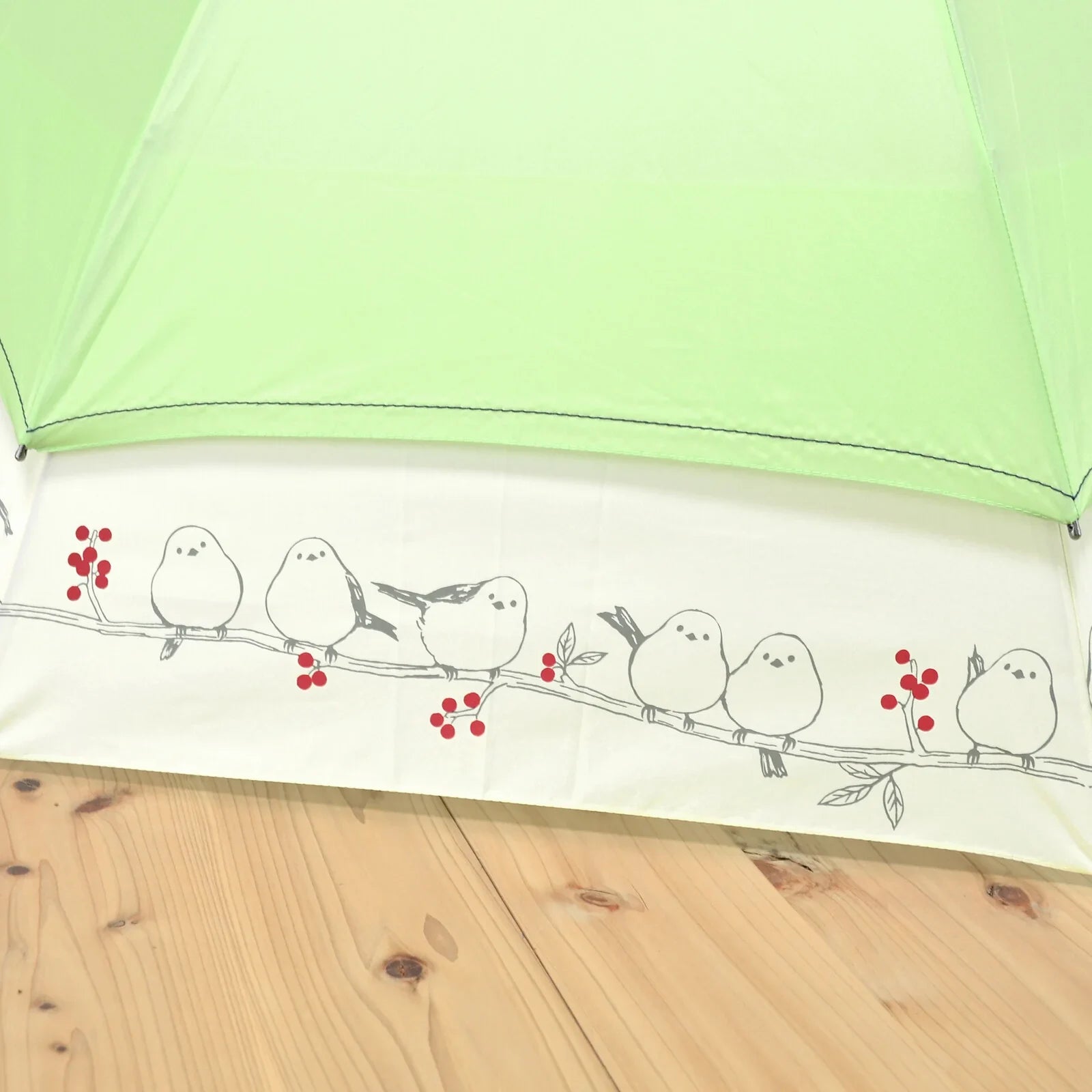 Shimaenaga Long-tailed Tit Black Slide Umbrella - 60cm - MIKUNI - Default Title by Techo Treats Stationery