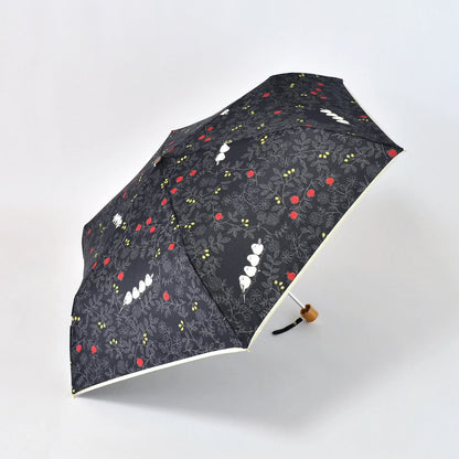 Shimaenaga Long-tailed Tit Compact Folding Umbrella (Black) - 55cm Windproof - Techo Treats