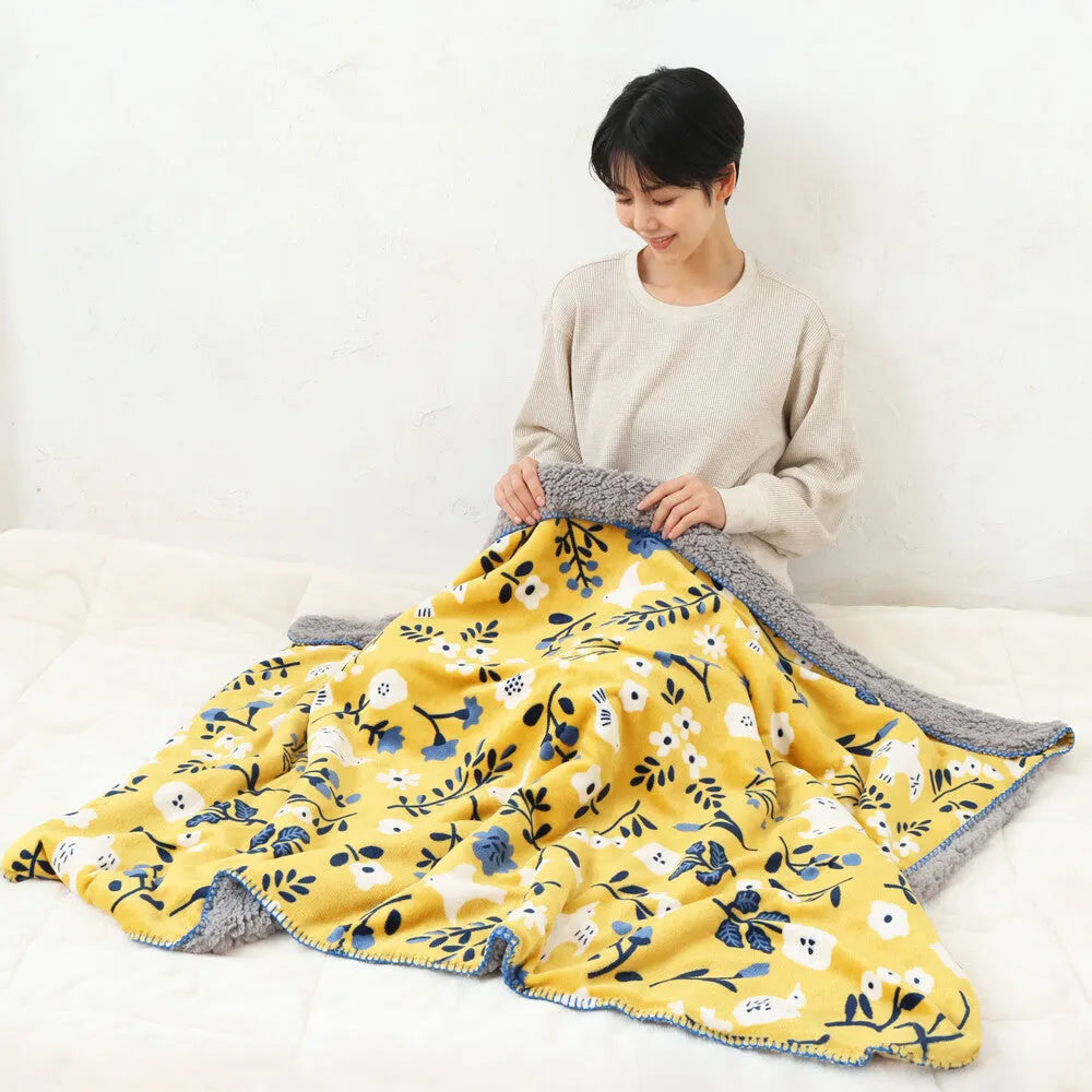 Shimaenaga Long-tailed Tit Large Velvet Blanket - Dark Pink - polkapolka - Default Title by Techo Treats Stationery