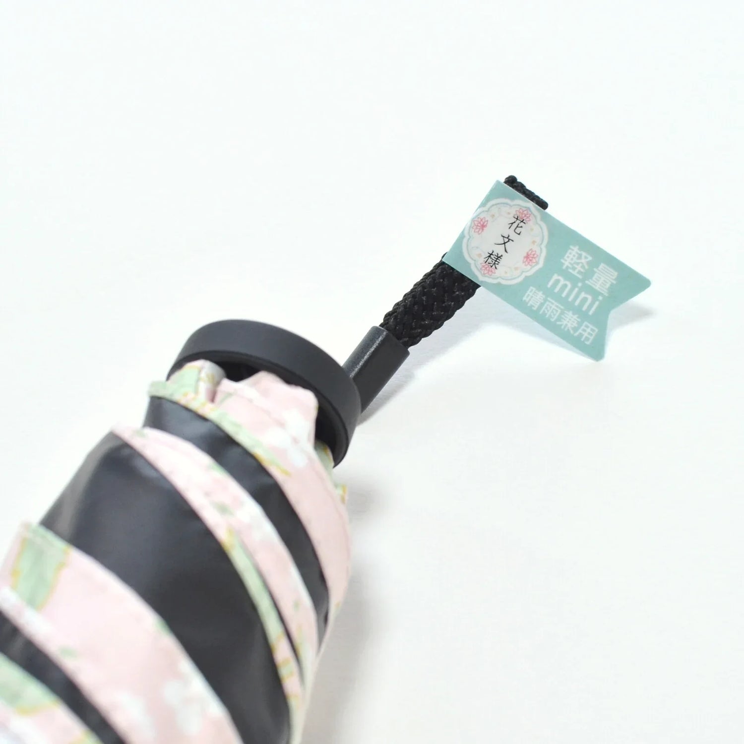Shimaenaga Long-tailed Tit Mini Folding Umbrella (Flower Pattern - Pink) - 50cm All-weather UV- and Heat-blocking - Techo Treats