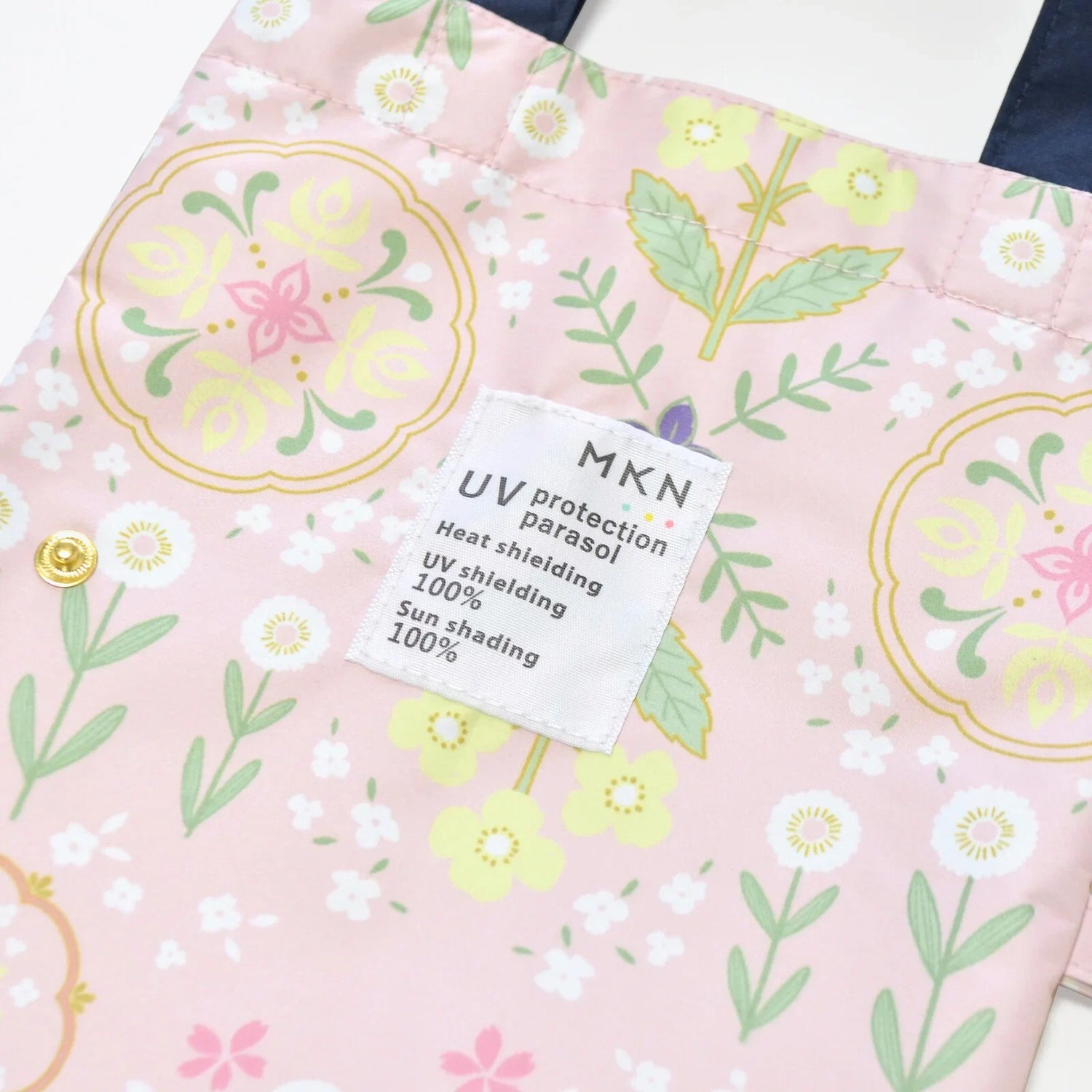 Shimaenaga Long-tailed Tit Mini Folding Umbrella (Flower Pattern - Pink) - 50cm All-weather UV- and Heat-blocking - Techo Treats