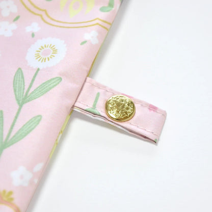Shimaenaga Long-tailed Tit Mini Folding Umbrella (Flower Pattern - Pink) - 50cm All-weather UV- and Heat-blocking - Techo Treats