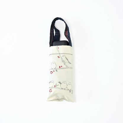 Shimaenaga Long-tailed Tit Mini Folding Umbrella (Square Mini) - 47cm All-weather UV- and Heat-blocking - MIKUNI - Default Title by Techo Treats Stationery