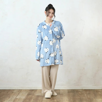 Shimaenaga Long-tailed Tit Velvet Sleepwear - Baby Blue - polkapolka - Default Title by Techo Treats Stationery