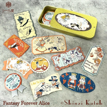 Shinzi Katoh Alice in Wonderland Flake Stickers in Tin - Fantasy Forever Alice - SEAL-DO - Default Title by Techo Treats Stationery