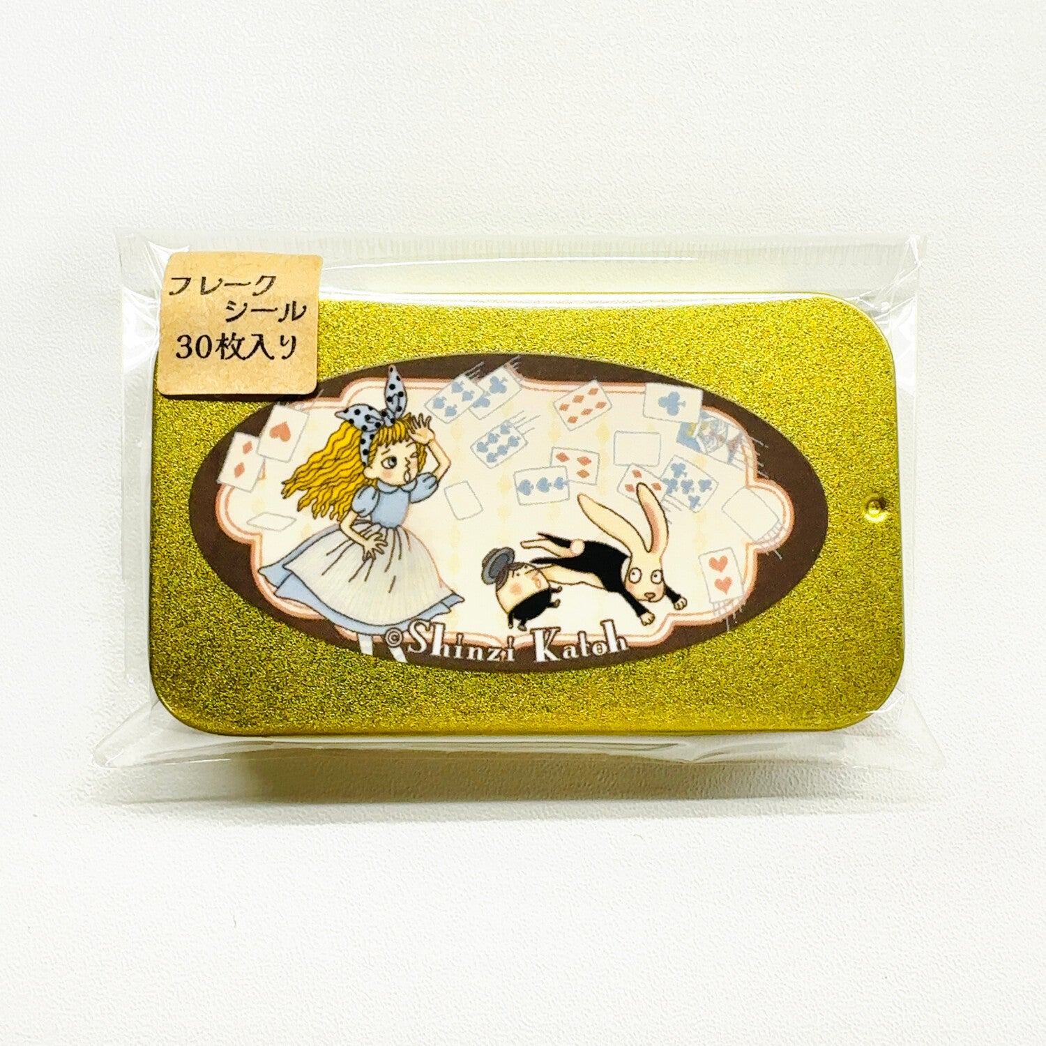 Shinzi Katoh Alice in Wonderland Flake Stickers in Tin - Fantasy Forever Alice - SEAL-DO - Default Title by Techo Treats Stationery