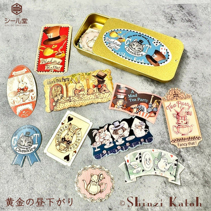 Shinzi Katoh Alice in Wonderland Flake Stickers in Tin - Golden Afternoon - Techo Treats