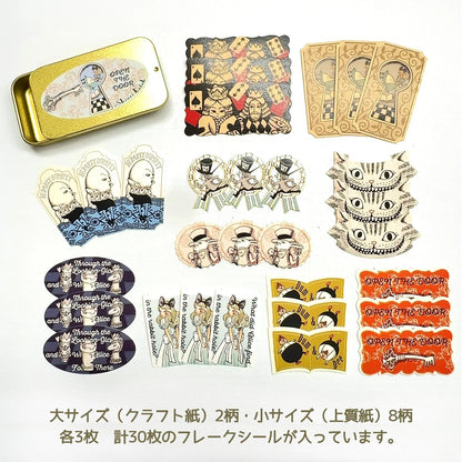 Shinzi Katoh Alice in Wonderland Flake Stickers in Tin - Open the Door - SEAL-DO - Default Title by Techo Treats Stationery