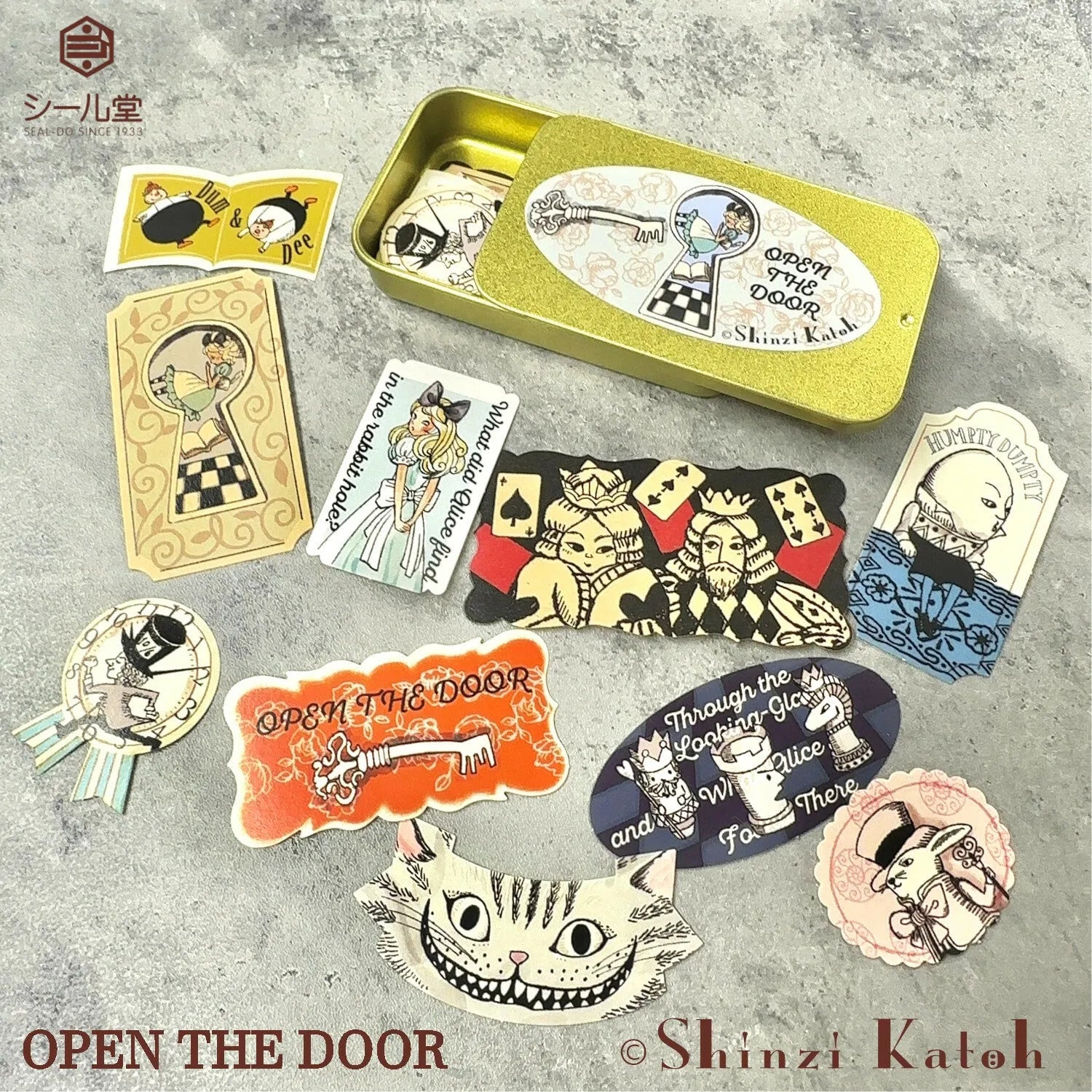 Shinzi Katoh Alice in Wonderland Flake Stickers in Tin - Open the Door - Techo Treats