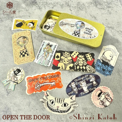 Shinzi Katoh Alice in Wonderland Flake Stickers in Tin - Open the Door - Techo Treats
