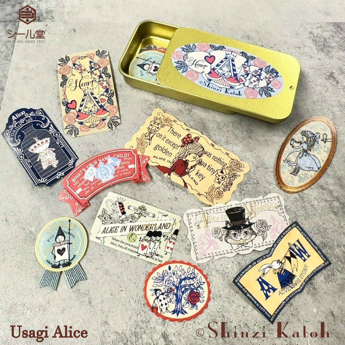 Shinzi Katoh Alice in Wonderland Flake Stickers in Tin - Usagi Alice - SEAL-DO - Default Title by Techo Treats Stationery