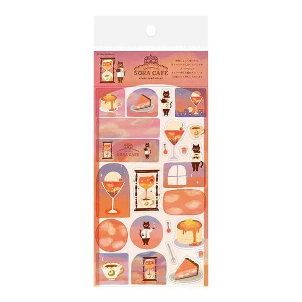 SORA CAFE Clear Sticker Sheet - Evening - Techo Treats