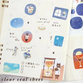SORA CAFE Clear Sticker Sheet - Midnight - Furukawa Shiko - Default Title by Techo Treats Stationery