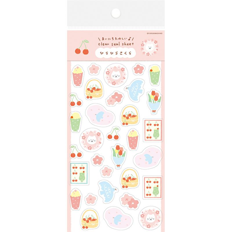Spring Limited Clear Sticker Sheet - Fluttering Sakura - Furukawa Shiko - Default Title by Techo Treats Stationery