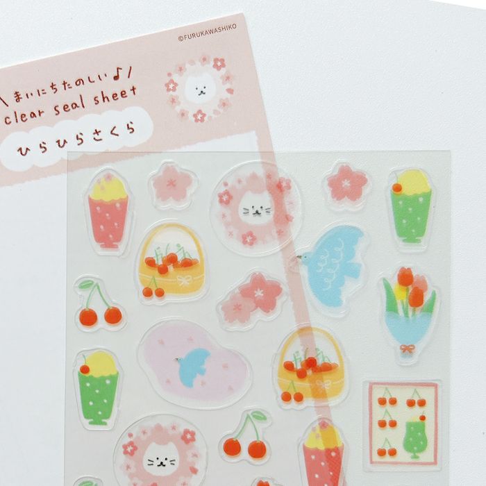 Spring Limited Clear Sticker Sheet - Fluttering Sakura - Furukawa Shiko - Default Title by Techo Treats Stationery