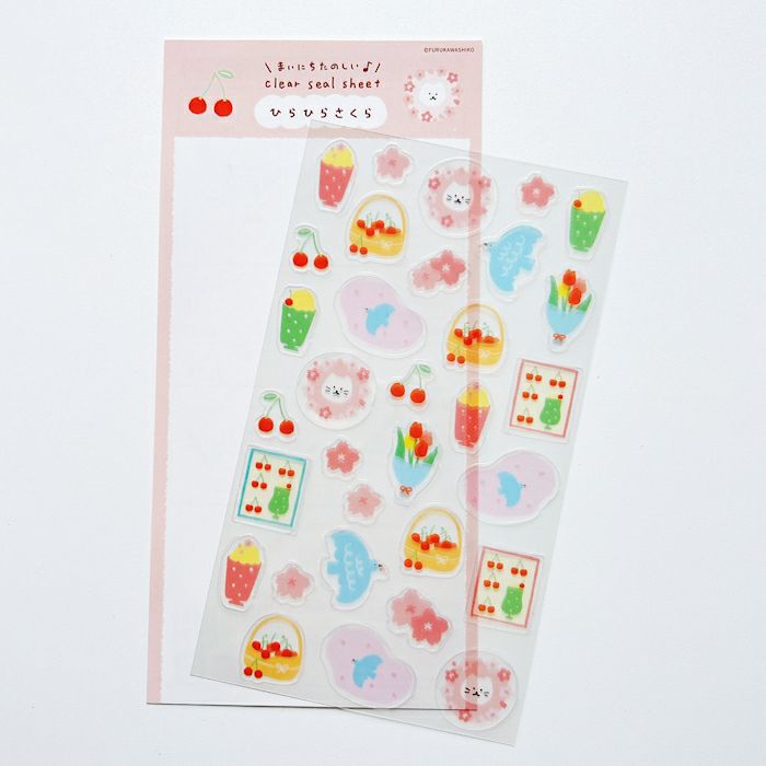 Spring Limited Clear Sticker Sheet - Fluttering Sakura - Furukawa Shiko - Default Title by Techo Treats Stationery