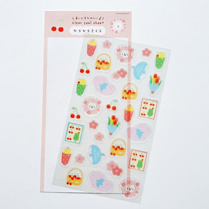 Spring Limited Clear Sticker Sheet - Fluttering Sakura - Furukawa Shiko - Default Title by Techo Treats Stationery