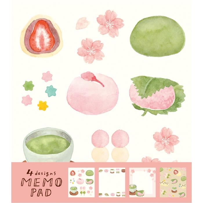 Spring Limited Memo Pad - Sakura and Japanese Sweets - Furukawa Shiko - Default Title by Techo Treats Stationery