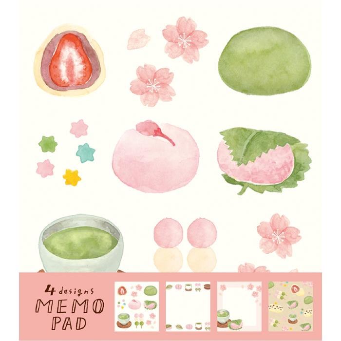 Spring Limited Memo Pad - Sakura and Japanese Sweets - Techo Treats