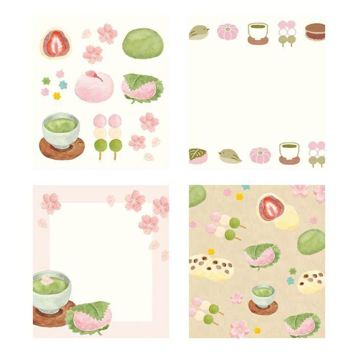 Spring Limited Memo Pad - Sakura and Japanese Sweets - Techo Treats