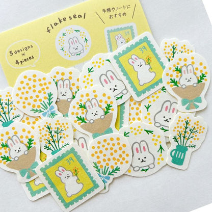 Spring Limited Washi Flake Seal - Rabbit - Techo Treats