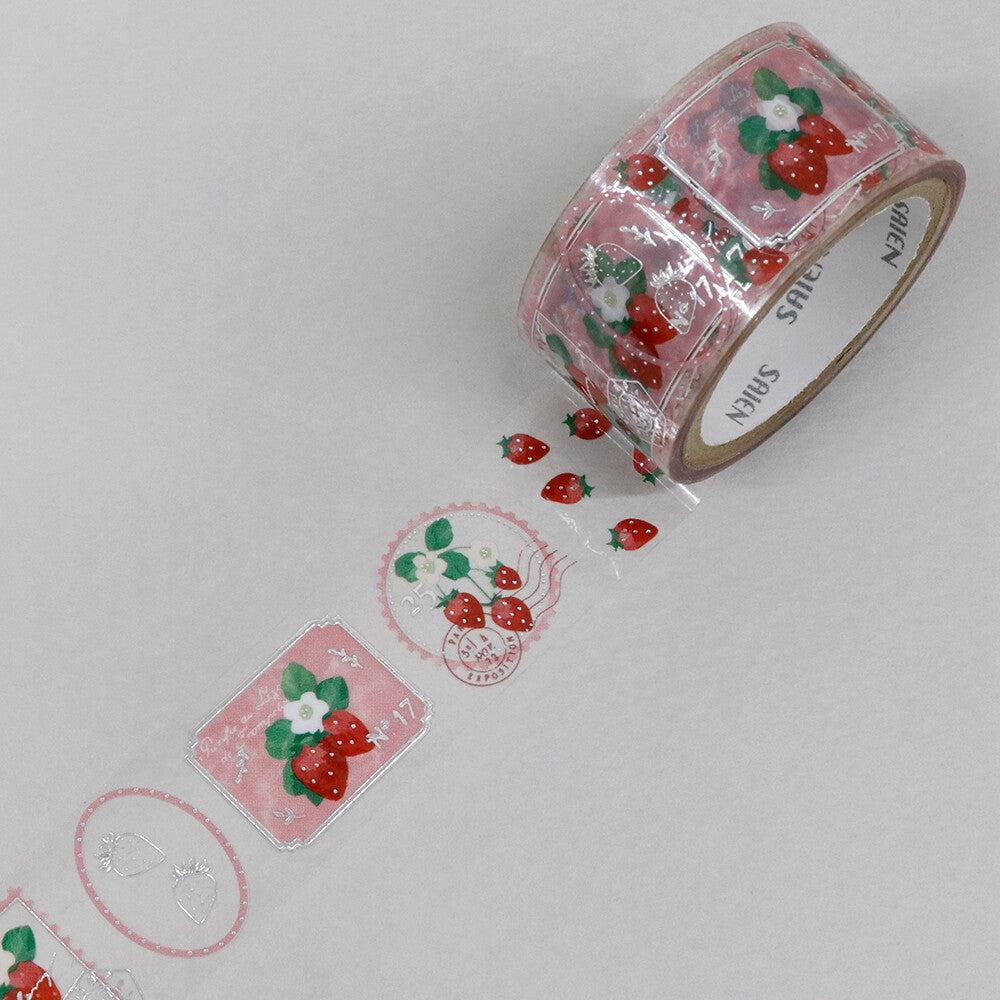 Stamp Story Foil-stamped Clear Tape - Strawberry - Techo Treats