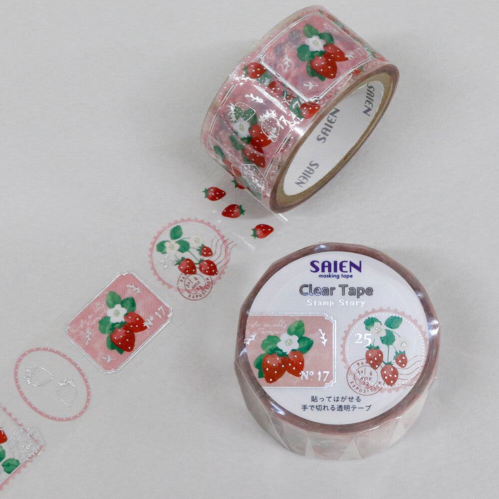 Stamp Story Foil-stamped Clear Tape - Strawberry - Techo Treats