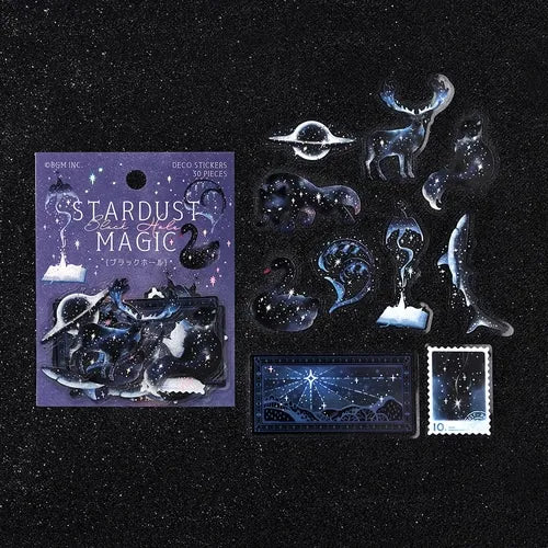 STARDUST MAGIC Foil-stamped Clear Sticker - Black Hole - Techo Treats