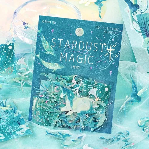STARDUST MAGIC Foil-stamped Clear Sticker - Earth - Techo Treats