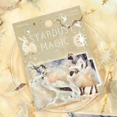 STARDUST MAGIC Foil-stamped Clear Sticker - Moon - Techo Treats
