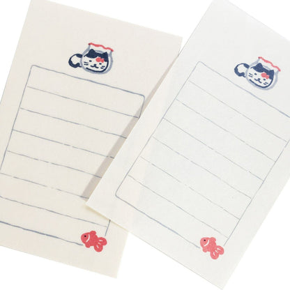 Summer Limited Soebumi-Sen Mini Letter Set - Cat and Goldfish - Furukawa Shiko - Default Title by Techo Treats Stationery