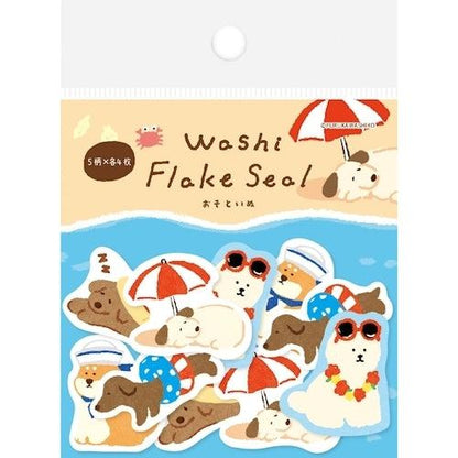 Summer Limited Washi Flake Seal - chilling dog - Furukawa Shiko - Default Title by Techo Treats Stationery