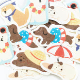 Summer Limited Washi Flake Seal - chilling dog - Furukawa Shiko - Default Title by Techo Treats Stationery