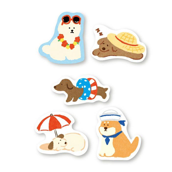 Summer Limited Washi Flake Seal - chilling dog - Furukawa Shiko - Default Title by Techo Treats Stationery