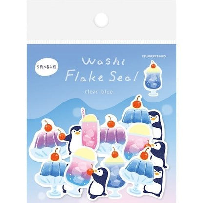 Summer Limited Washi Flake Seal - clear blue - Furukawa Shiko - Default Title by Techo Treats Stationery