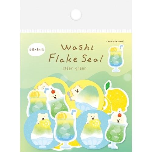 Summer Limited Washi Flake Seal - clear green - Furukawa Shiko - Default Title by Techo Treats Stationery
