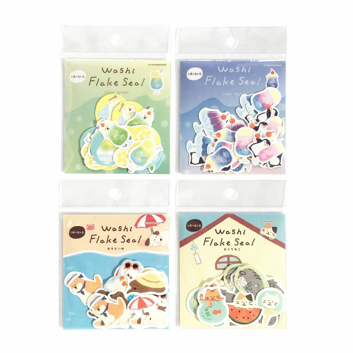 Summer Limited Washi Flake Seal - clear green - Furukawa Shiko - Default Title by Techo Treats Stationery