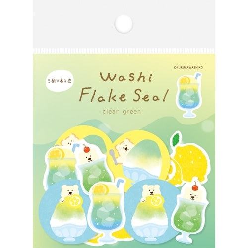 Summer Limited Washi Flake Seal - clear green - Techo Treats