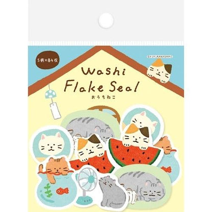 Summer Limited Washi Flake Seal - house cat - Furukawa Shiko - Default Title by Techo Treats Stationery