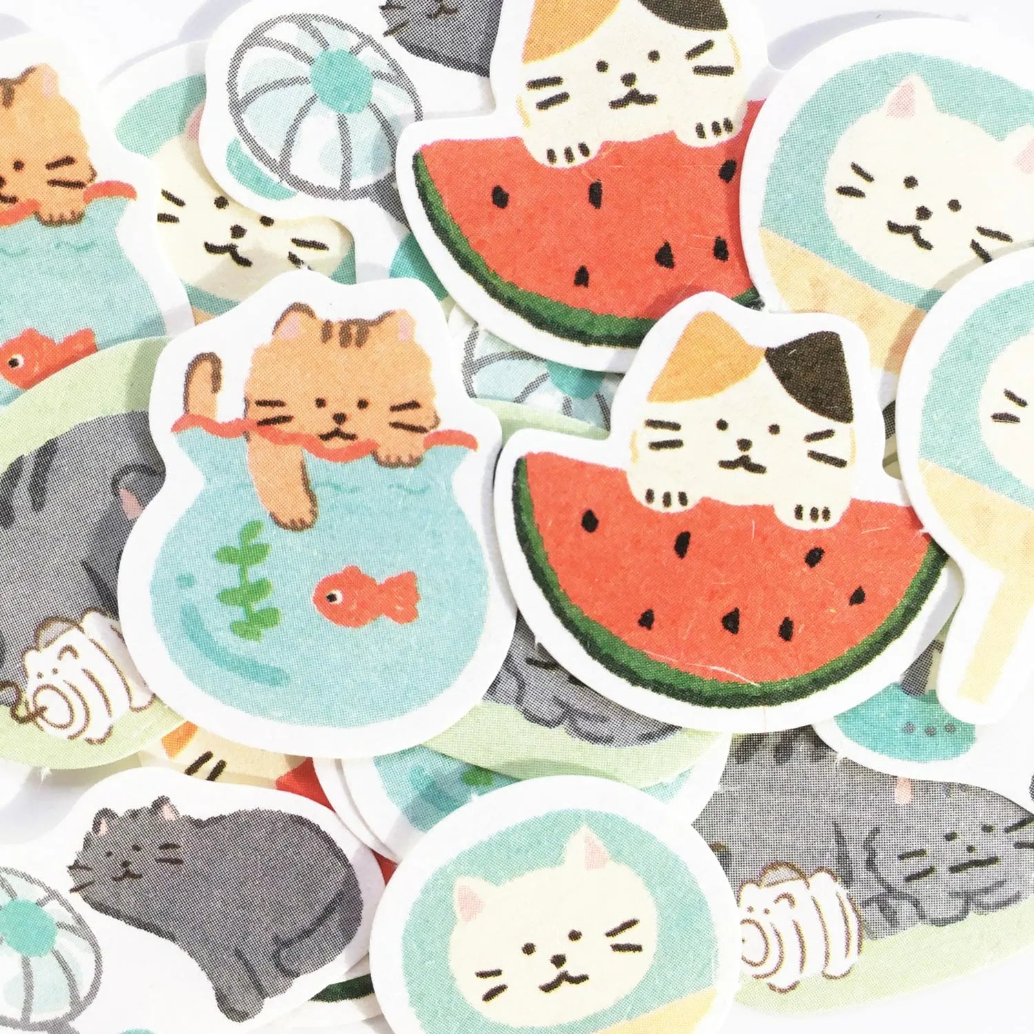 Summer Limited Washi Flake Seal - house cat - Furukawa Shiko - Default Title by Techo Treats Stationery