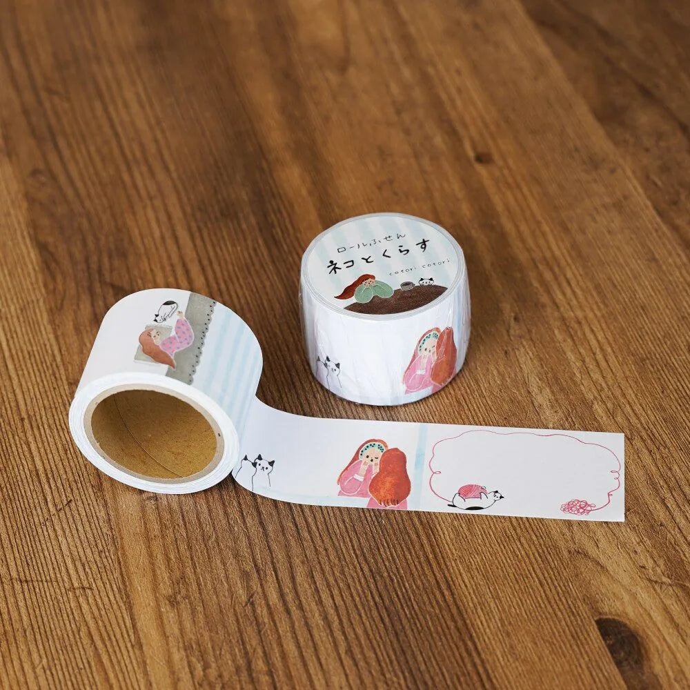 Tegashima x cotori cotori - Roll Sticky Notes “Living with cats” - Techo Treats