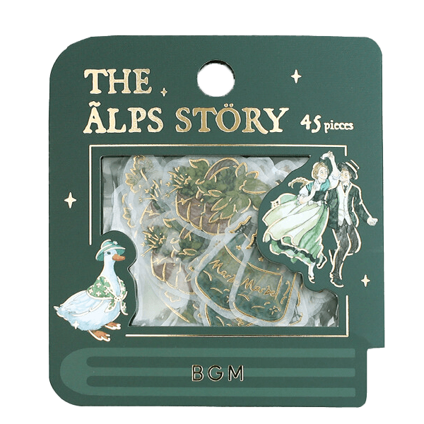 The Alps Story Foil-stamped Flake Seal - Green - Techo Treats