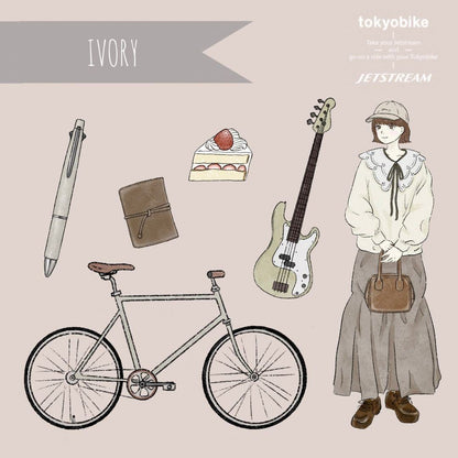 tokyo bike x Jetstream 4&amp;1 Multifunction Ballpoint Pen - Ivory - Techo Treats