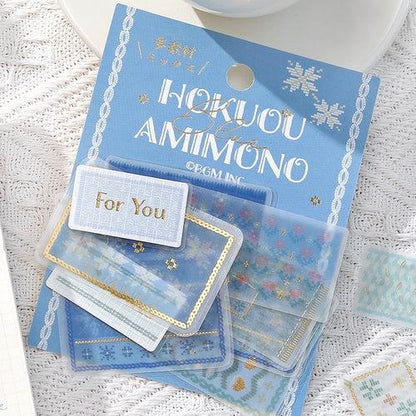 Tracing Paper Flake Stickers - Scandinavian Knitting (Blue) - Techo Treats