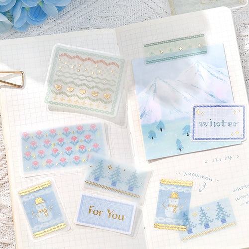 Tracing Paper Flake Stickers - Scandinavian Knitting (Blue) - Techo Treats