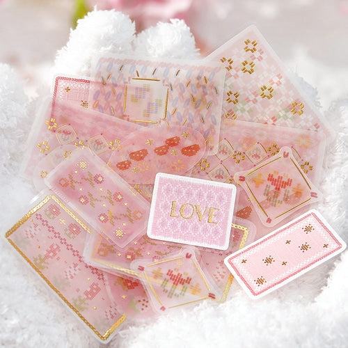 Tracing Paper Flake Stickers - Scandinavian Knitting (Pink) - Techo Treats
