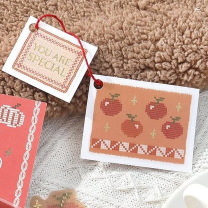 Tracing Paper Flake Stickers - Scandinavian Knitting (Red) - Techo Treats