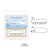 Twin Stamp Double-sided Penetrating Stamp - Shimaenaga Long-tailed Tit - KAMIO JAPAN - Default Title by Techo Treats Stationery